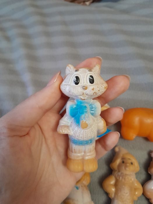 Игрушки СССР резиновые лотом-Гном,Кот Леопольд, дюймовочка, арлекин, с