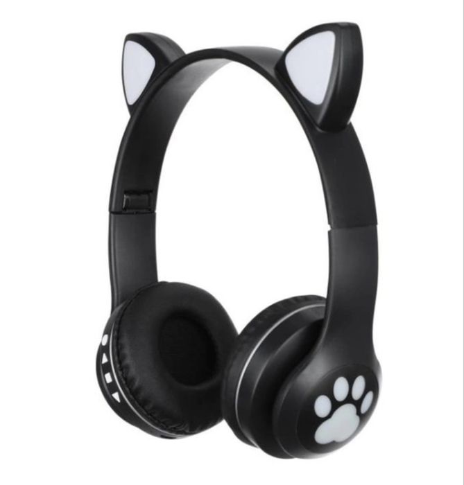 Бездротові навушники Cat VZV 23M з котячими вушками та RGB, чорні,Топ)