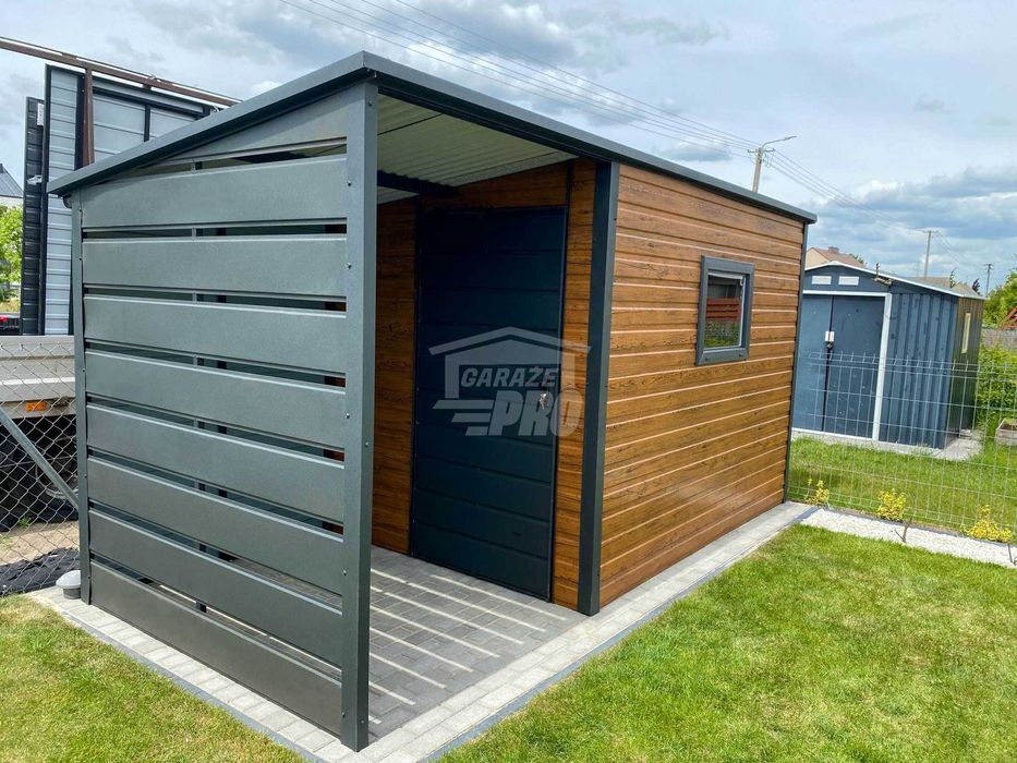 Schowek Domek Ogrodowy 3x2m + wiata 1,5m Drzwi okno dach  GP548
