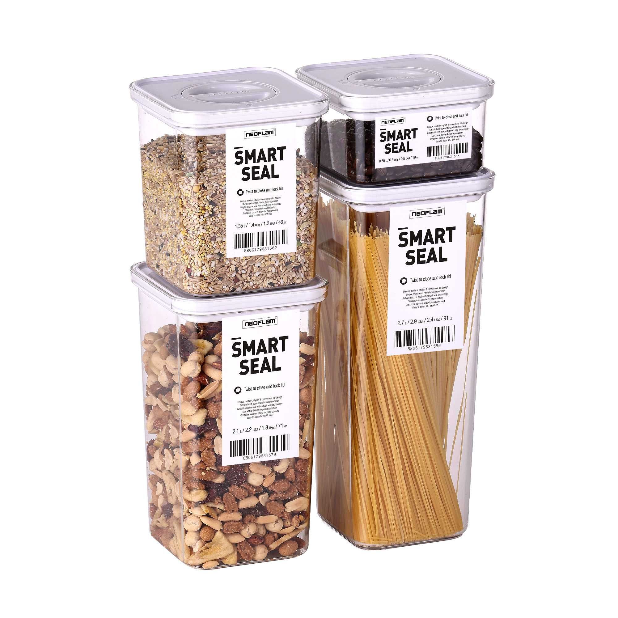 Zestaw pojemników pudełek na żywność NEOFLAM Smart Seal 4 szt. WHITE