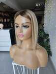 Topper z włosów naturalnych Rita imitacja skóry blond brąz tupet
