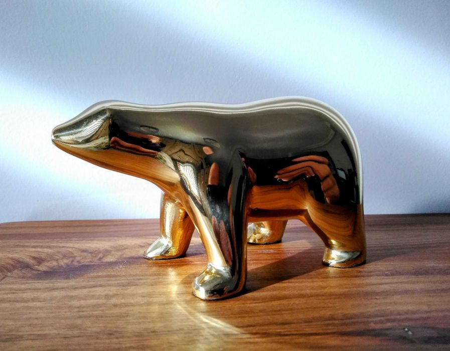 Figurka ozdobna z mosiądzu niedźwiedź figura rzeźba mosiądz