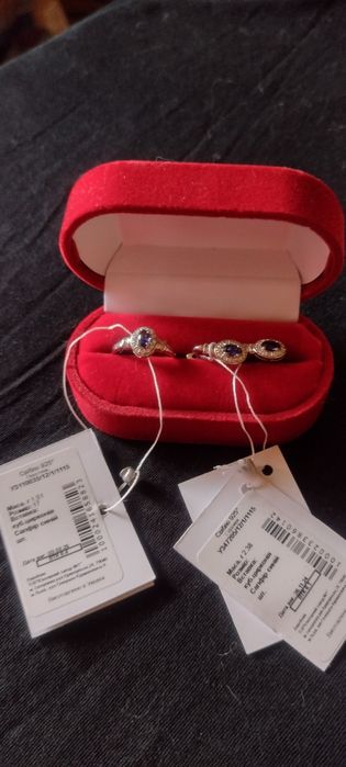 Набор кольцо и серьги серебряные