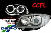 Reflektory lampy przednie przód BMW E81 E87 Angel Eyes LED CCFL Chrom