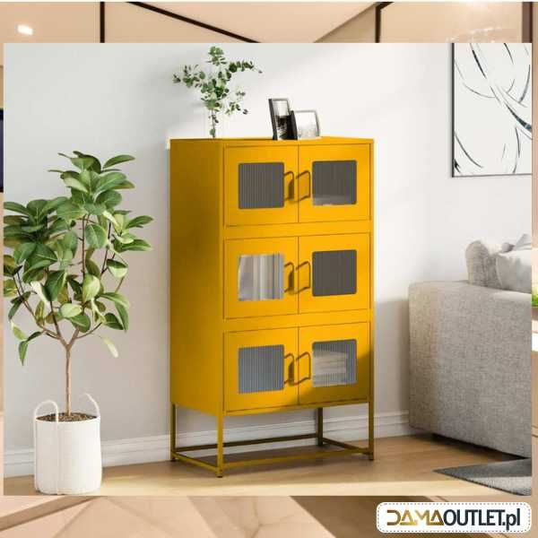Szafka metalowa witryna komoda loft musztardowa DaMaOutlet.pl