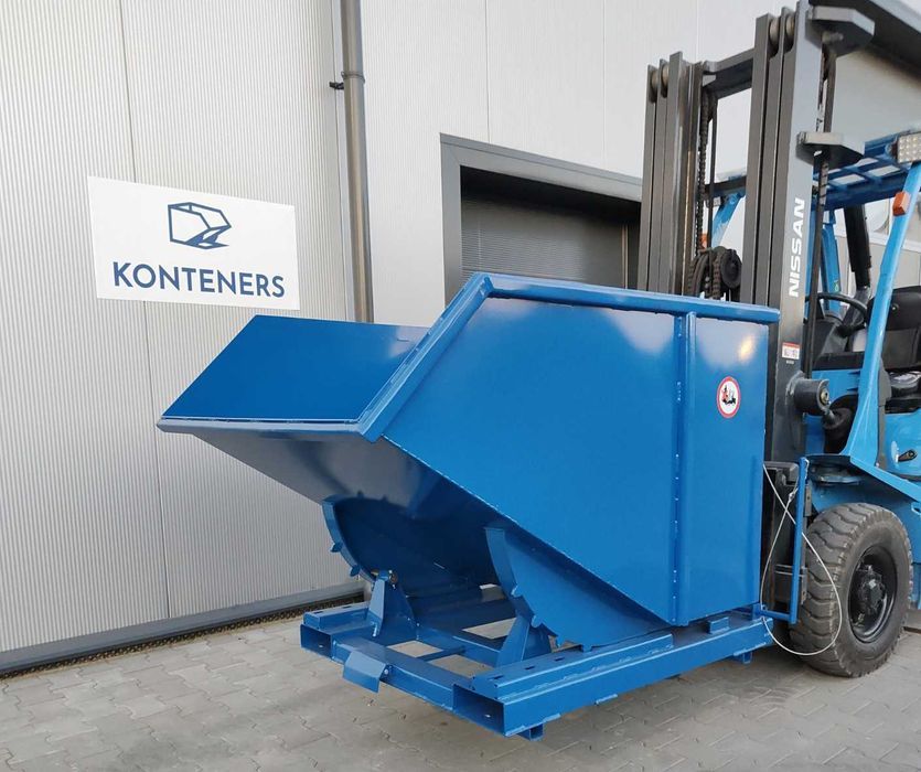 Pojemnik metalowy/kontener samowyładowczy wózek widłowy 1m3/KOLEBA