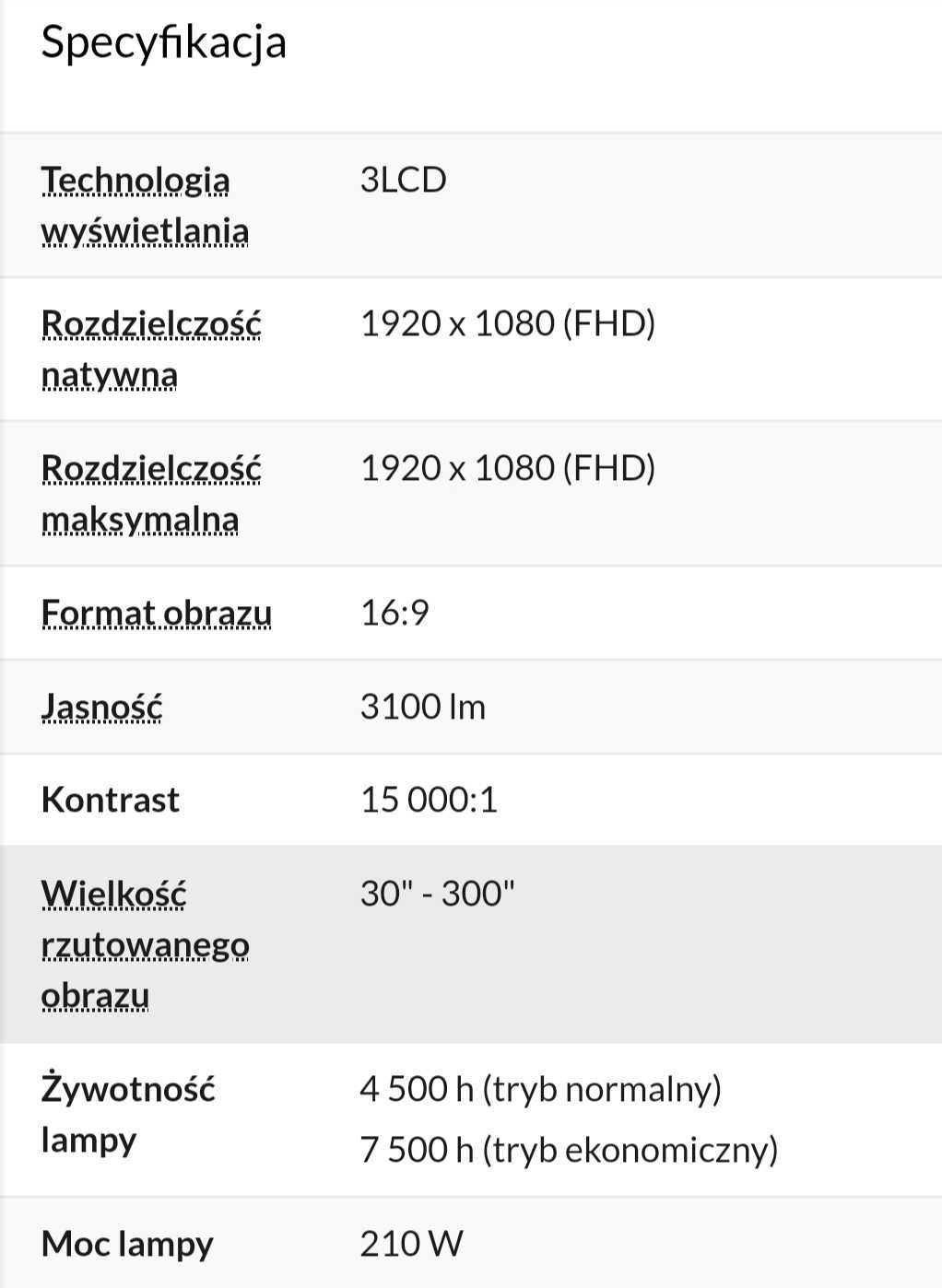 Projektor LCD Epson EH - TW650