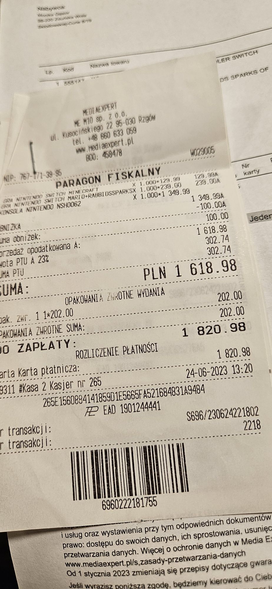 Nintendo Switch z 3 grami