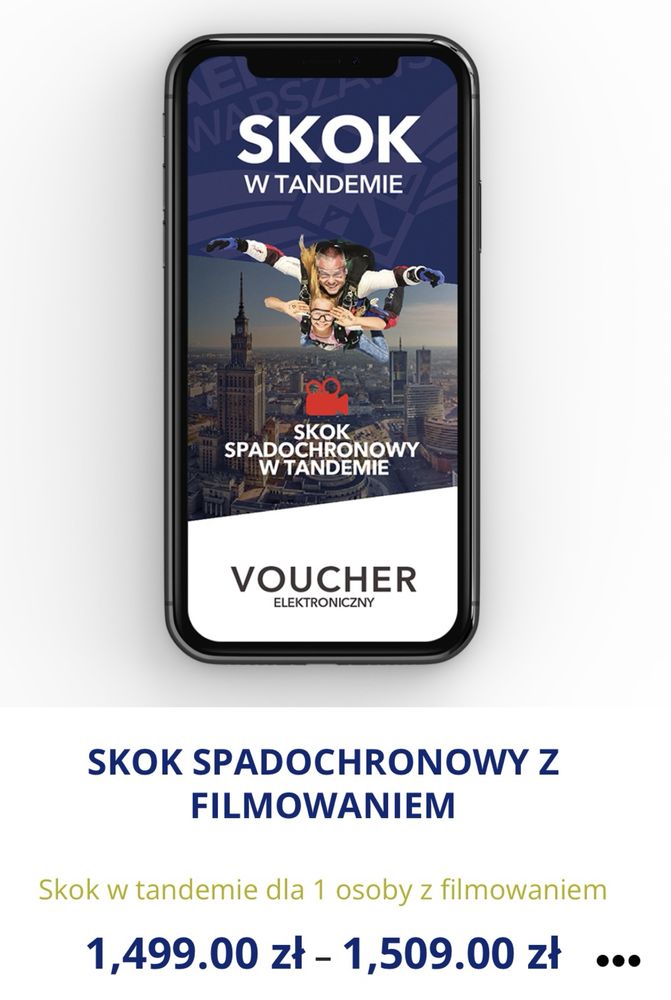 Voucher na skok spadochronowy SkyDive Warszawa