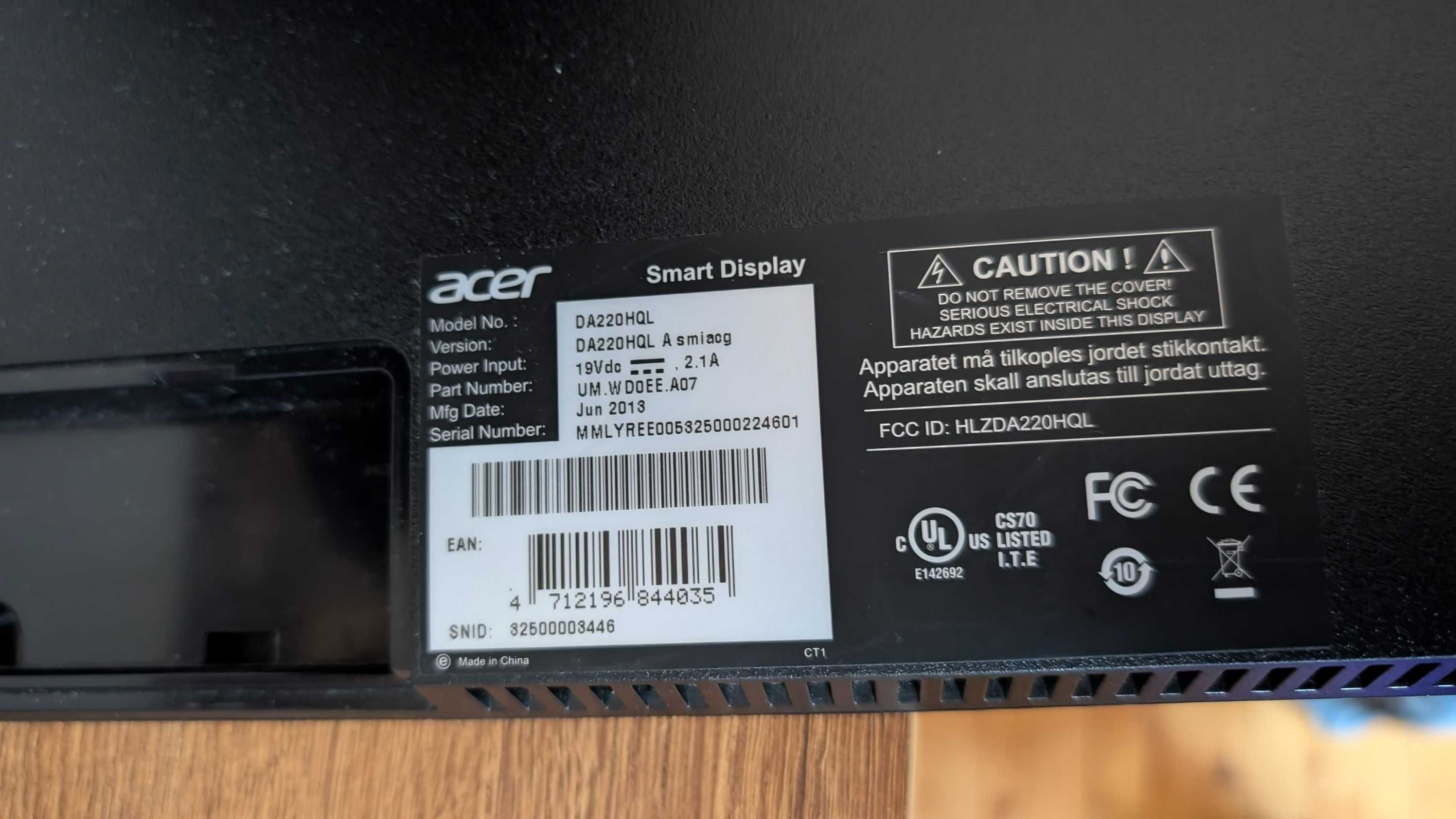 Monitor Smart Display Acer DA220HQL android hdmi