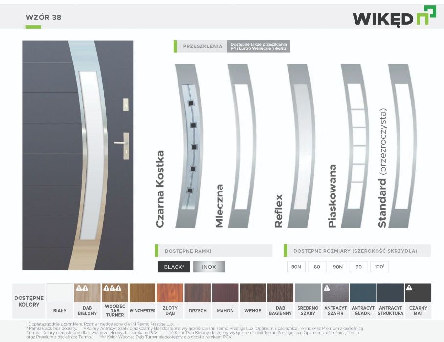 Drzwi zewnętrzne wejściowe do domu Wikęd Premium 54mm Wzór 38A polskie