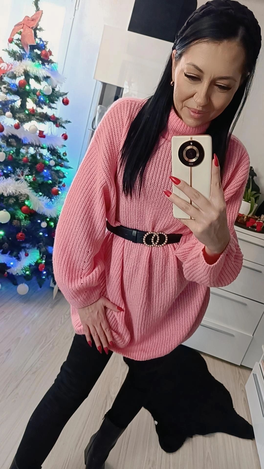 Sweter sukienka sweterkowa Moher H&M cukierkowy róż barbie 

Stan bard
