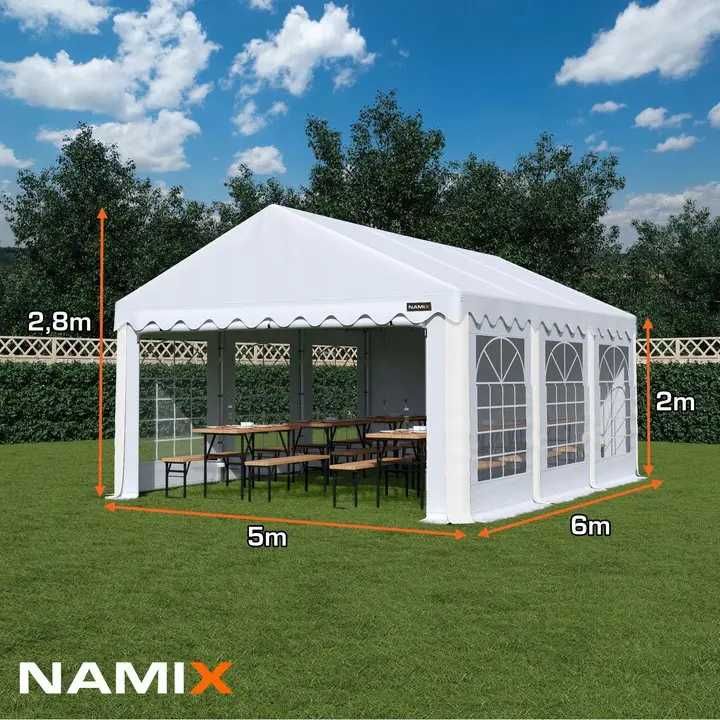 Павільйон садовий NAMIX: 5x6m BASIC, сірий PE 240 g/m²