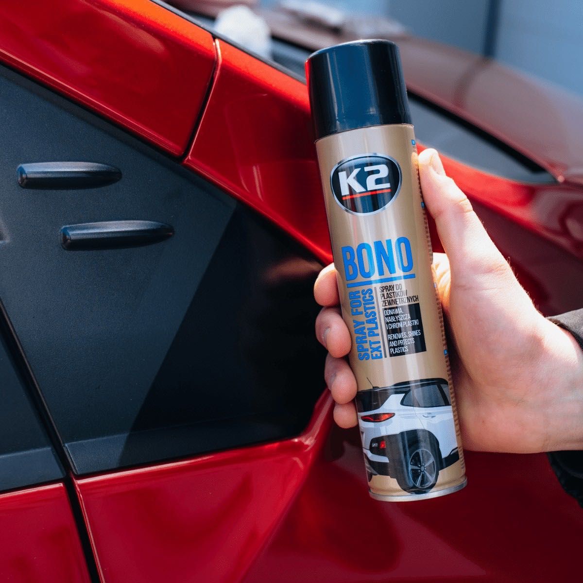 K2 Bono płyn spray czernidło do plastików gumy i opon 300 ml K150