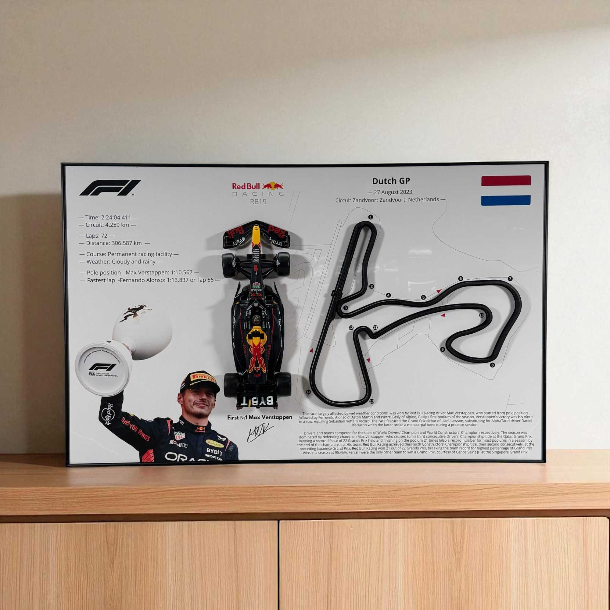 Картина 80х50см + Bburago Red Bull RB19 1:18 3D Dutch GP №1 Verstappen