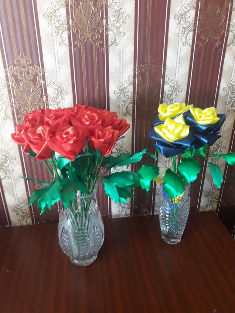 Розы с атласной ленты!
