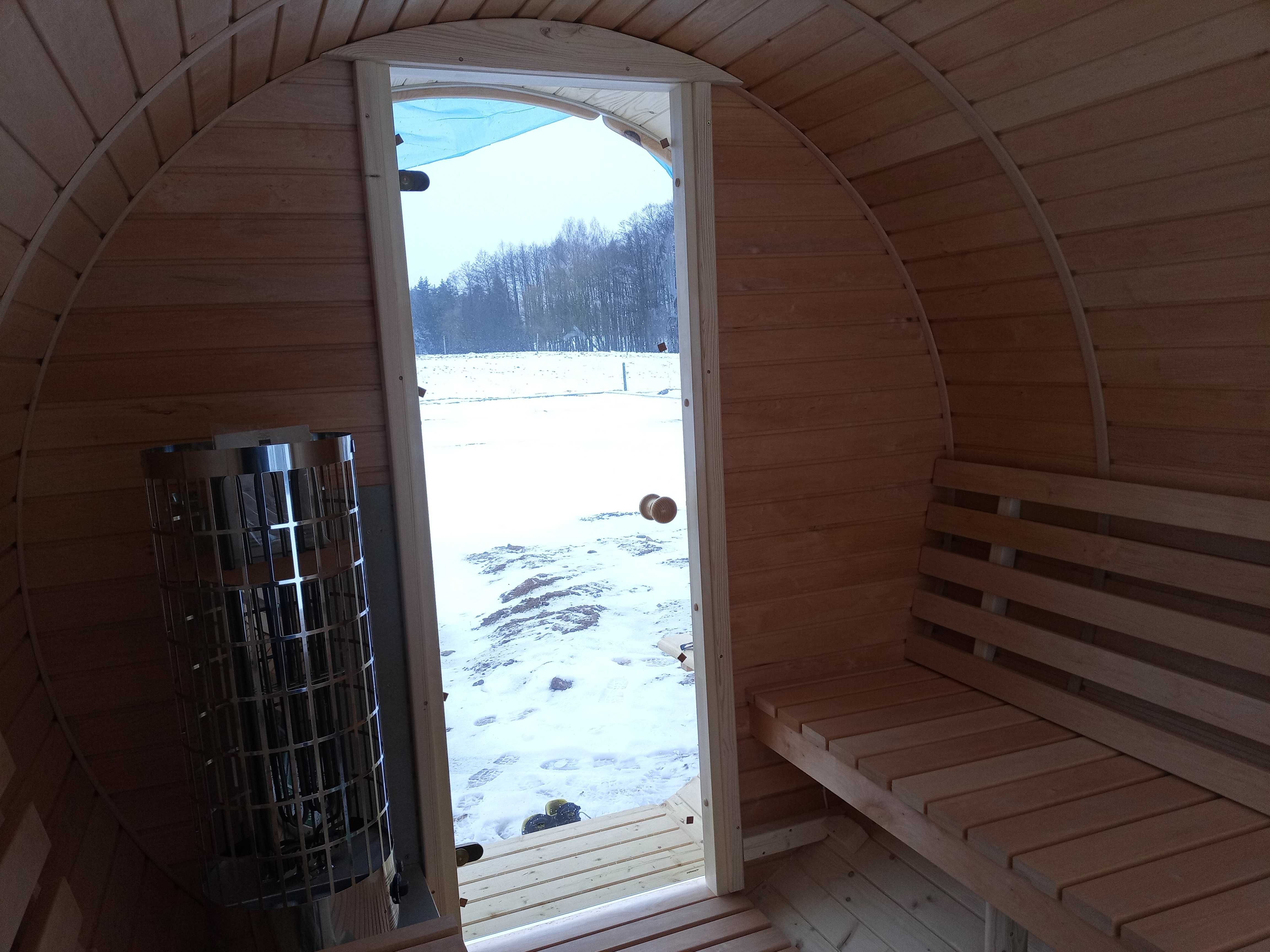 Sauna Beczka 300cm Sauna Ogrodowa Harvia Cilindro Panorama Szyba