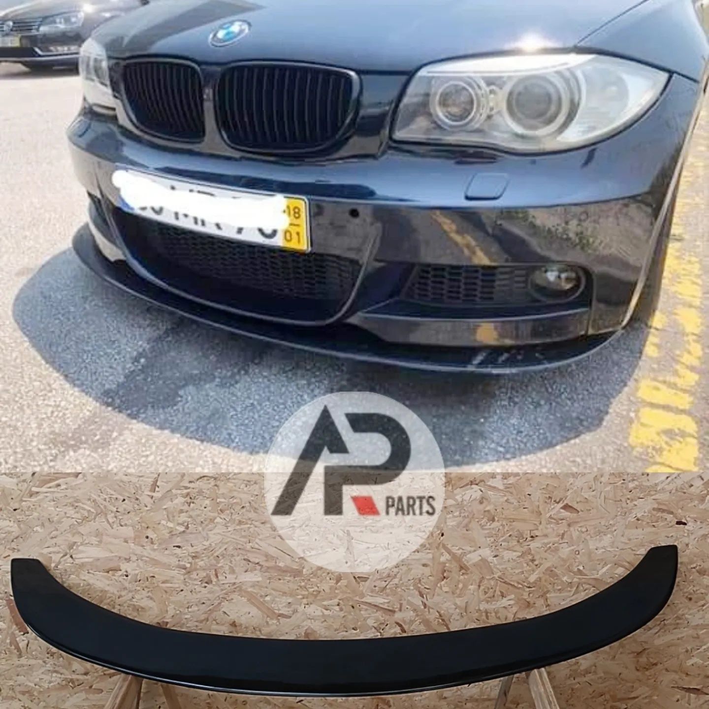 BMW E82 E88 Lip Frontal preto brilhante