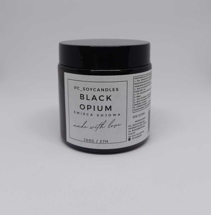 Świeca Sojowa Zapachowa Black Opium 120ml 27h Drewniany knot