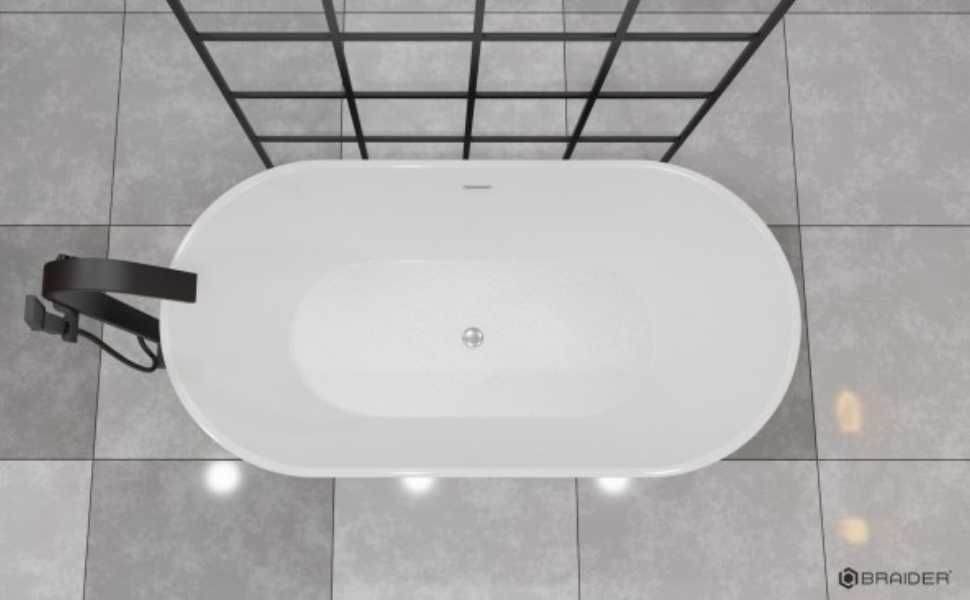 BRAIDER Akrylowa Wanna Wolnostojąca ALTARIA 150 x 75 cm Czarno - biała