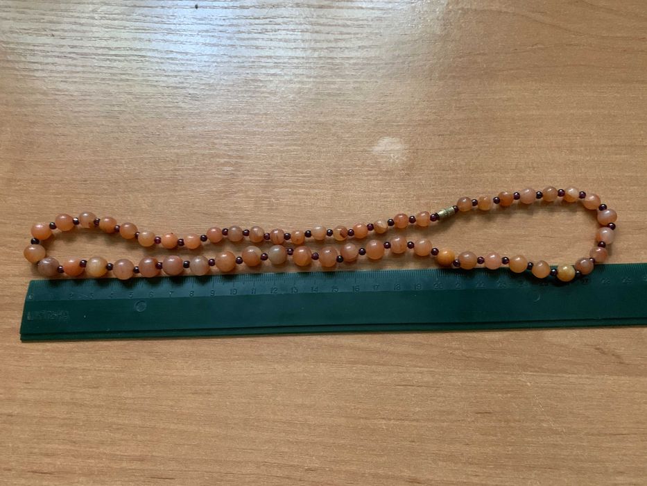 Бусы розовый кварц-гранат