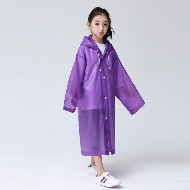 Дождевик детский многоразовый на кнопках EVA 120-160 см Purple