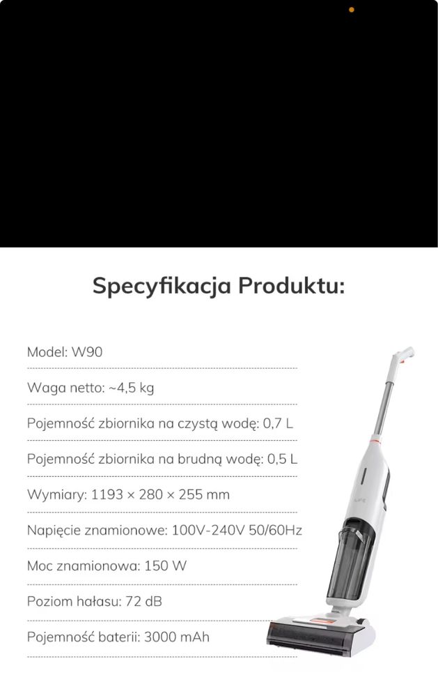 Odkurzacz pionowy bezprzewodowy iLife w90 mycie na mokro i sucho5500PA