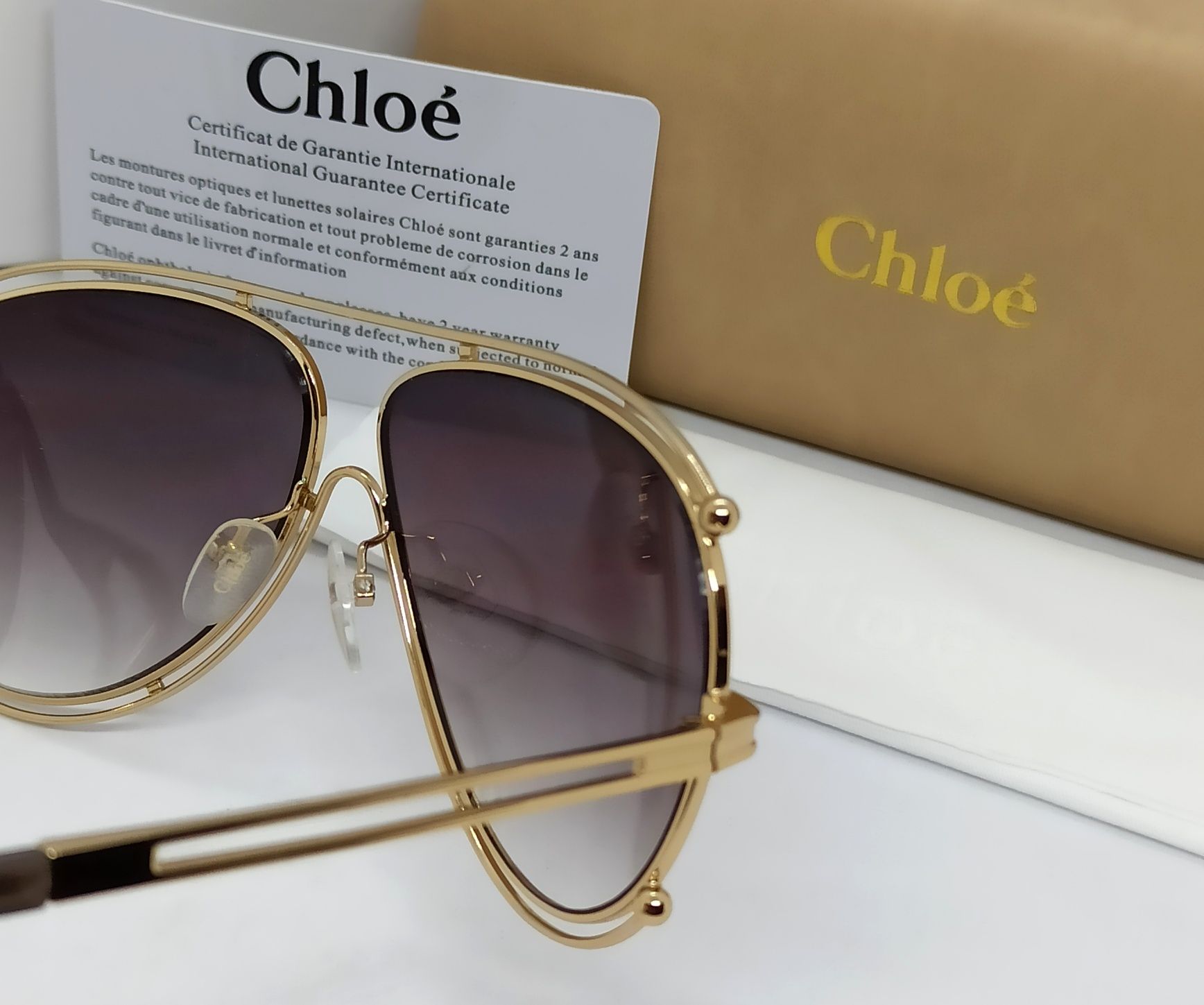 Chloe CE 121S стильные женские очки серый градиент в золотом металле