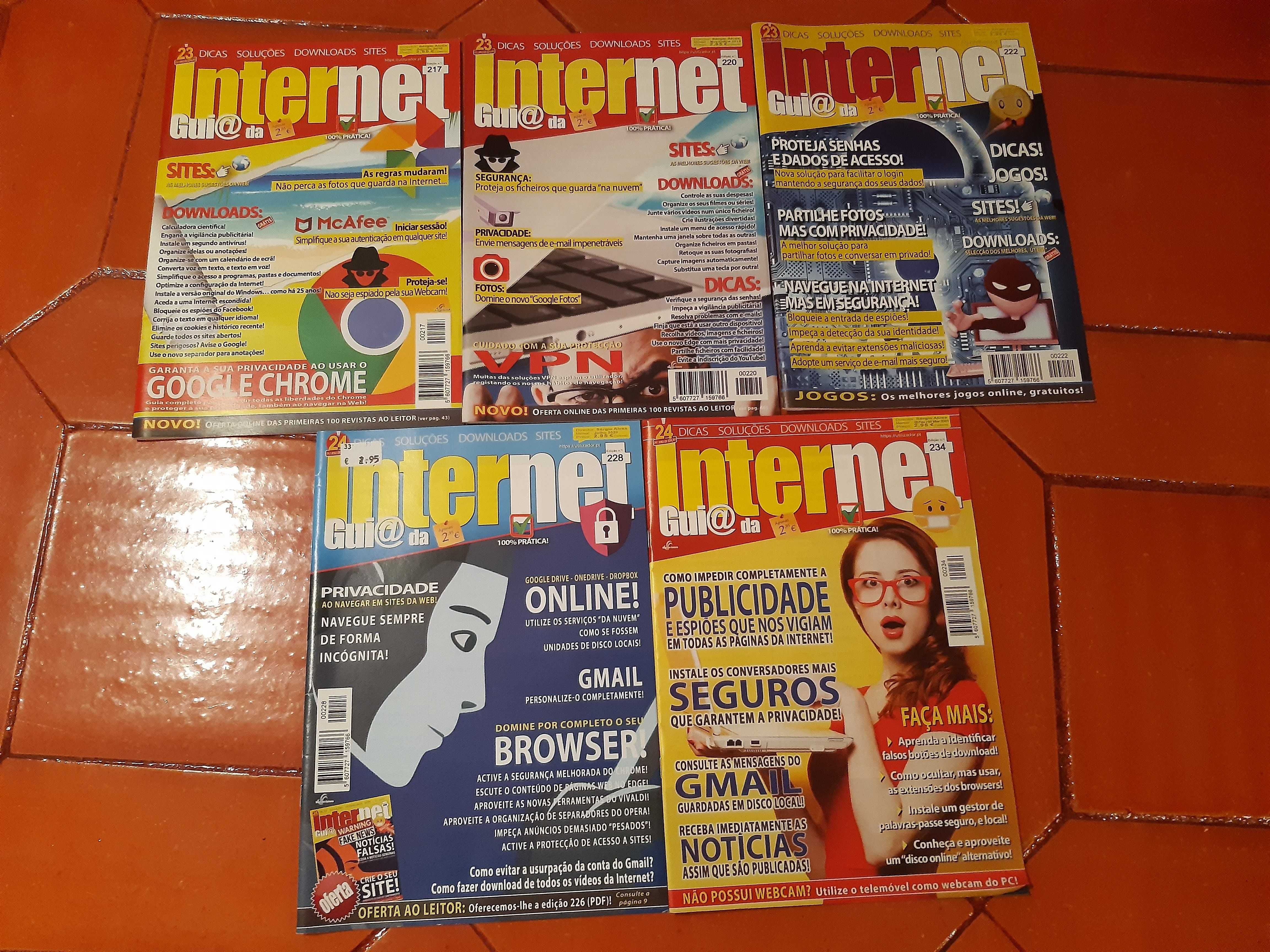 5 revistas INTERNET,  n°s 217,220,222,228,234, c/novas