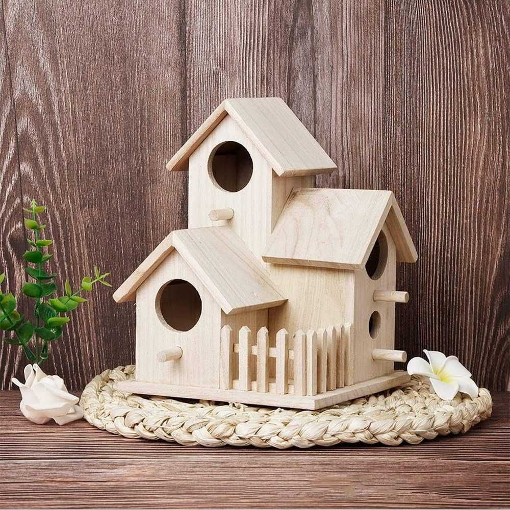 Casa de madeira rústica ninho para aves pássaros - NOVO