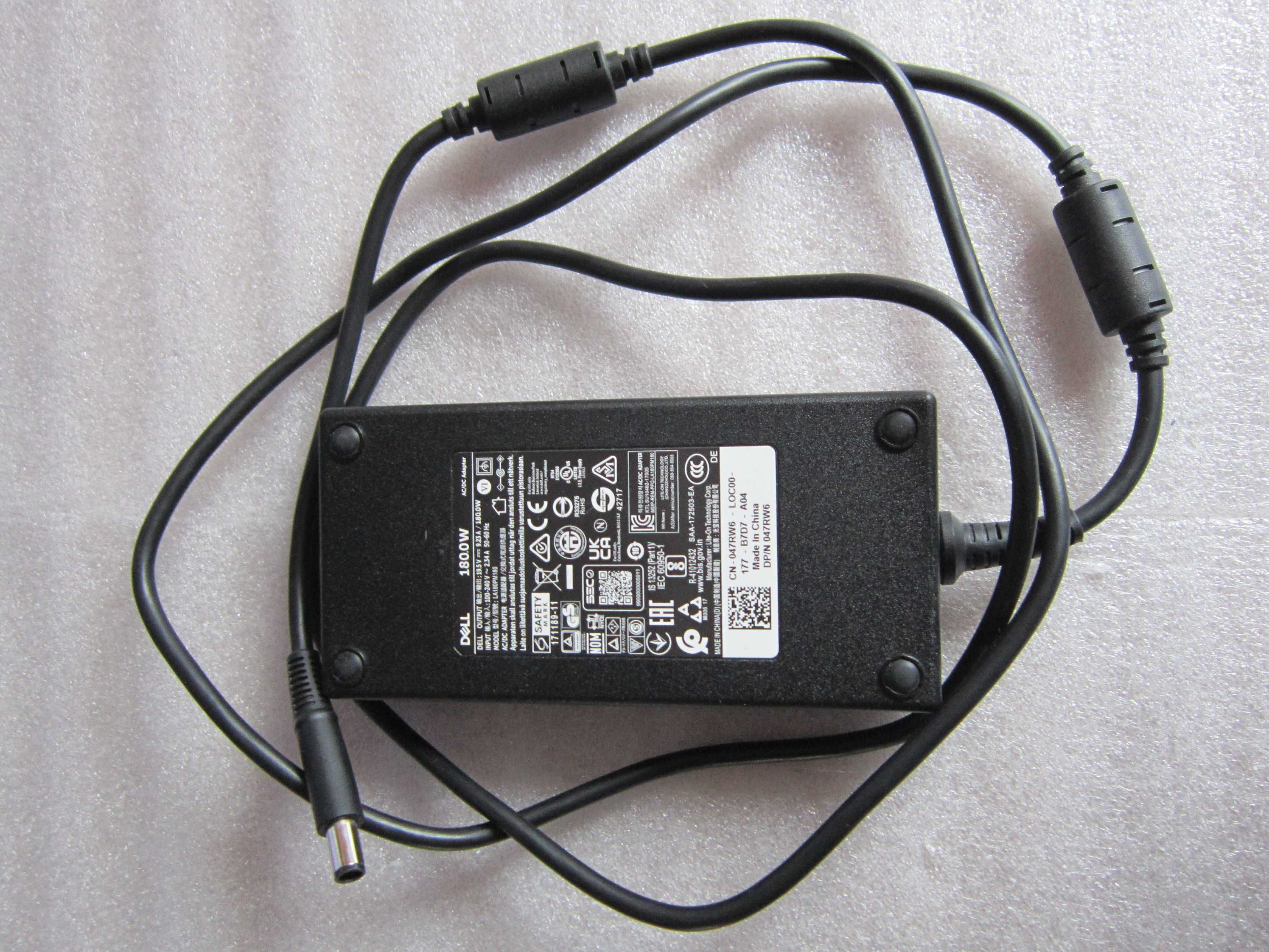 Zasilacz Dell 180W LA180PM180 laptop uszkodzony 0 reakcji na zasilanie