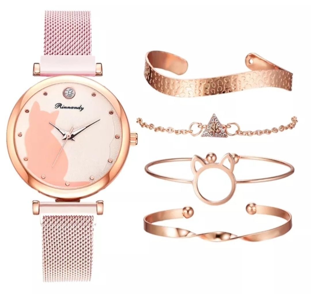 Idealny zestaw prezentowy Mikołajki święta nowy różowy zegarek bransol