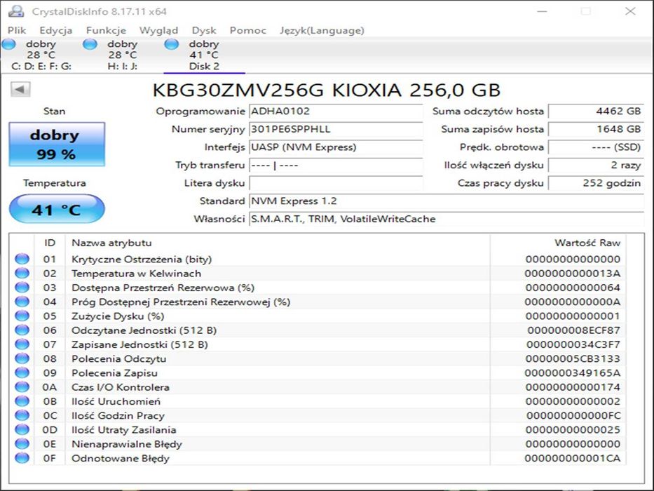 SSD M2 PCie 256GB KioXia
