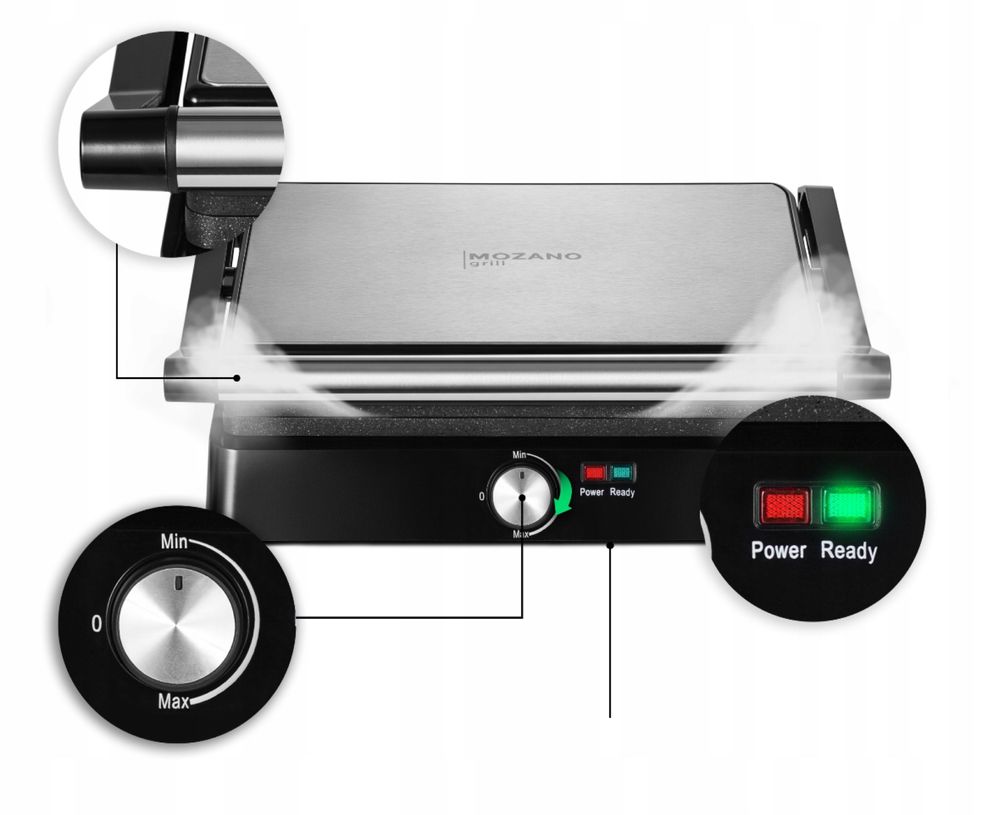 Opiekacz Grill Elektryczny Rozkładany do Kanapek Panini 2200 W Prezent
