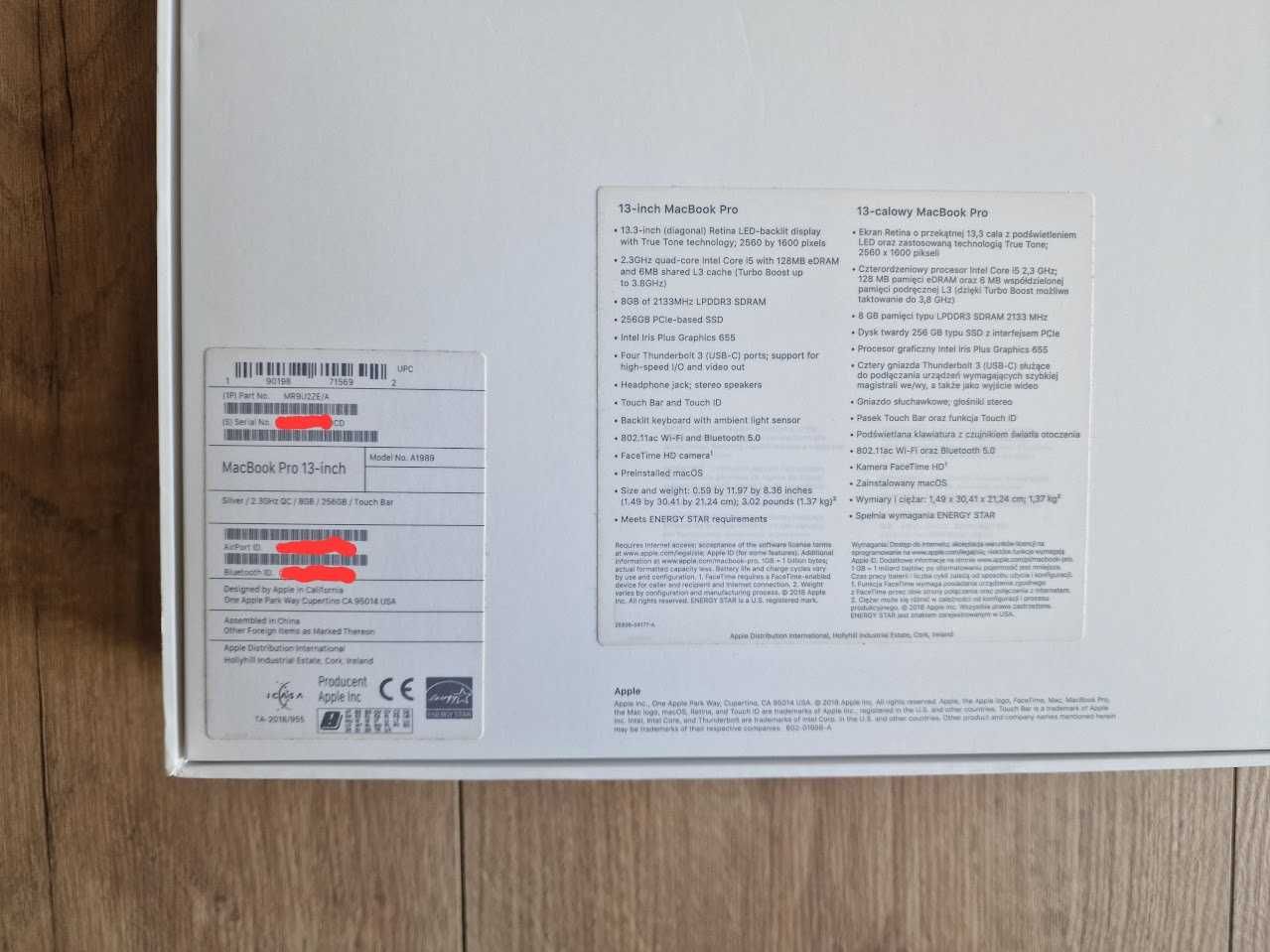 MacBook Pro (A1989, i5 4 rdzenie, 8/256, Touch Bar) - ideał, 69 cykli