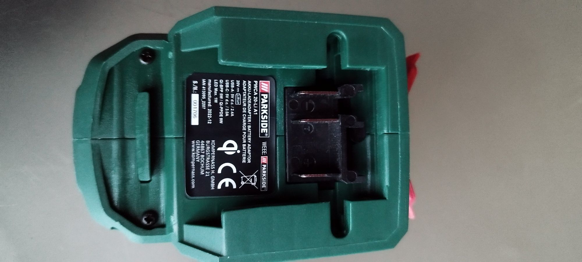 Akumulatorowy adapter do ładowania PARKSIDE® 20 V PWCA 20-Li A1