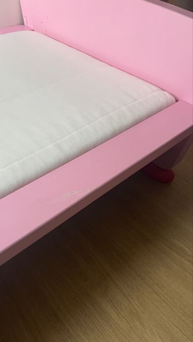 Cama de criança + Colchão + Dossel Rosa - IKEA MAMMUT