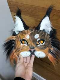Maska therian do quadriobiku rudo-brązowy kot