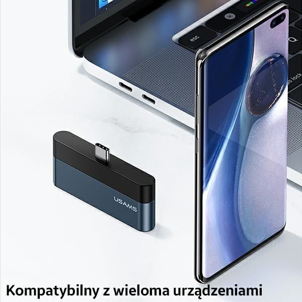 USAMS Adapter Hub USB-C - USB 3.0/USB 2.0, Szary, Ładowanie 60W