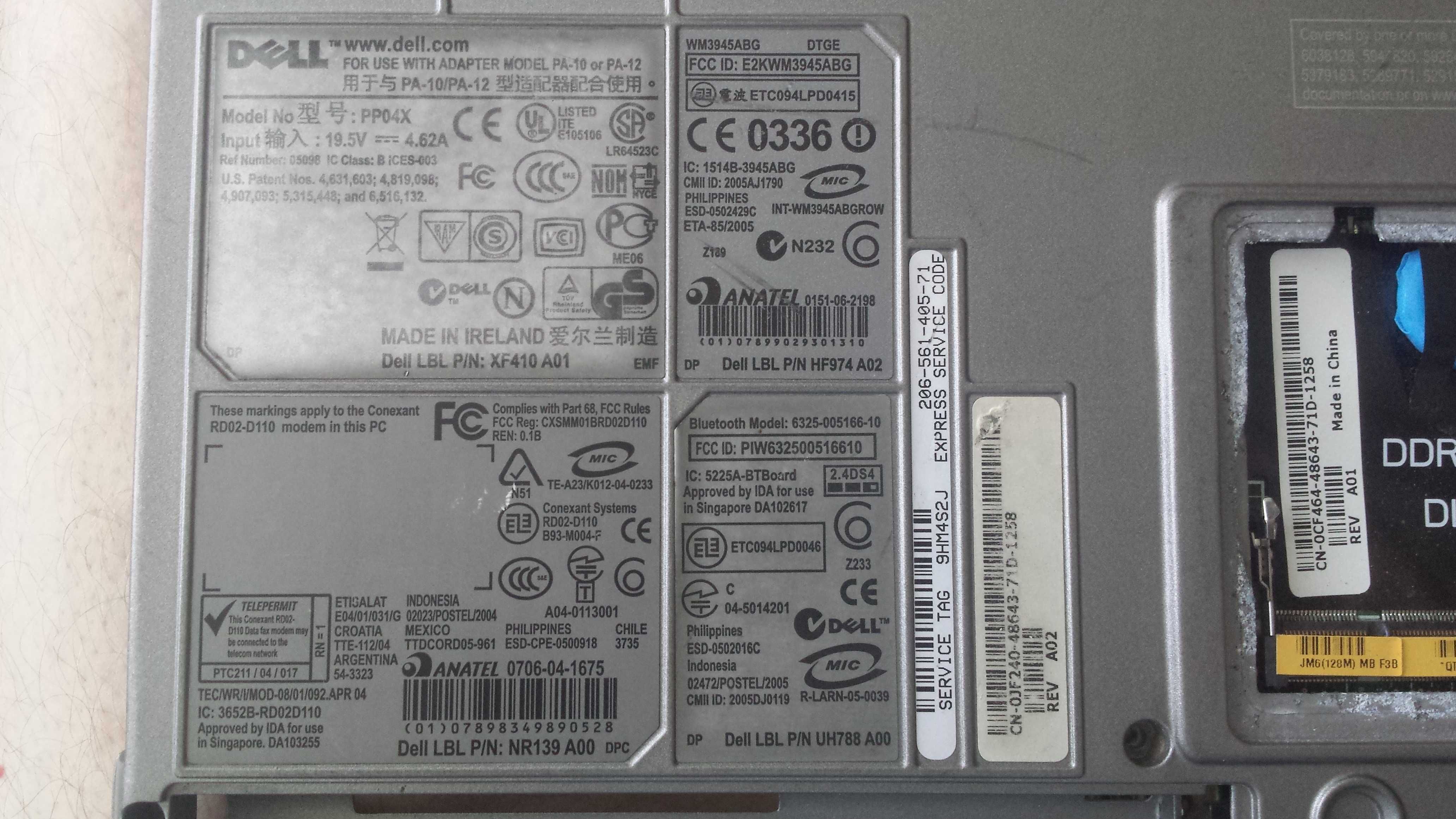 Dell Latitude D820 uszkodzony na części