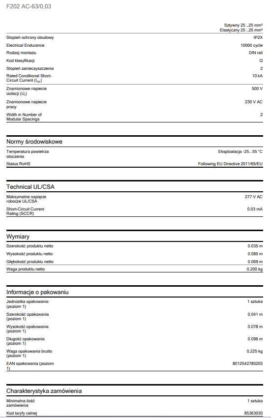 ABB Wyłącznik różnicowoprądowy 2P 63A 0.03A typ AC F202AC-63/0.03 -50%