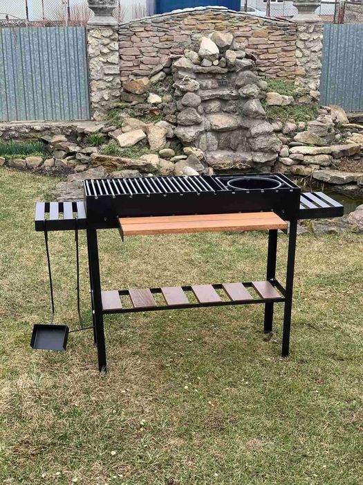 МЕТАЛ 5 ММ / Мангал з решіткою та підставкою під казан на 13 шампурів