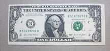 Nota 1 Dollar - Circulada - Margens Largas e Estreitas - Erro