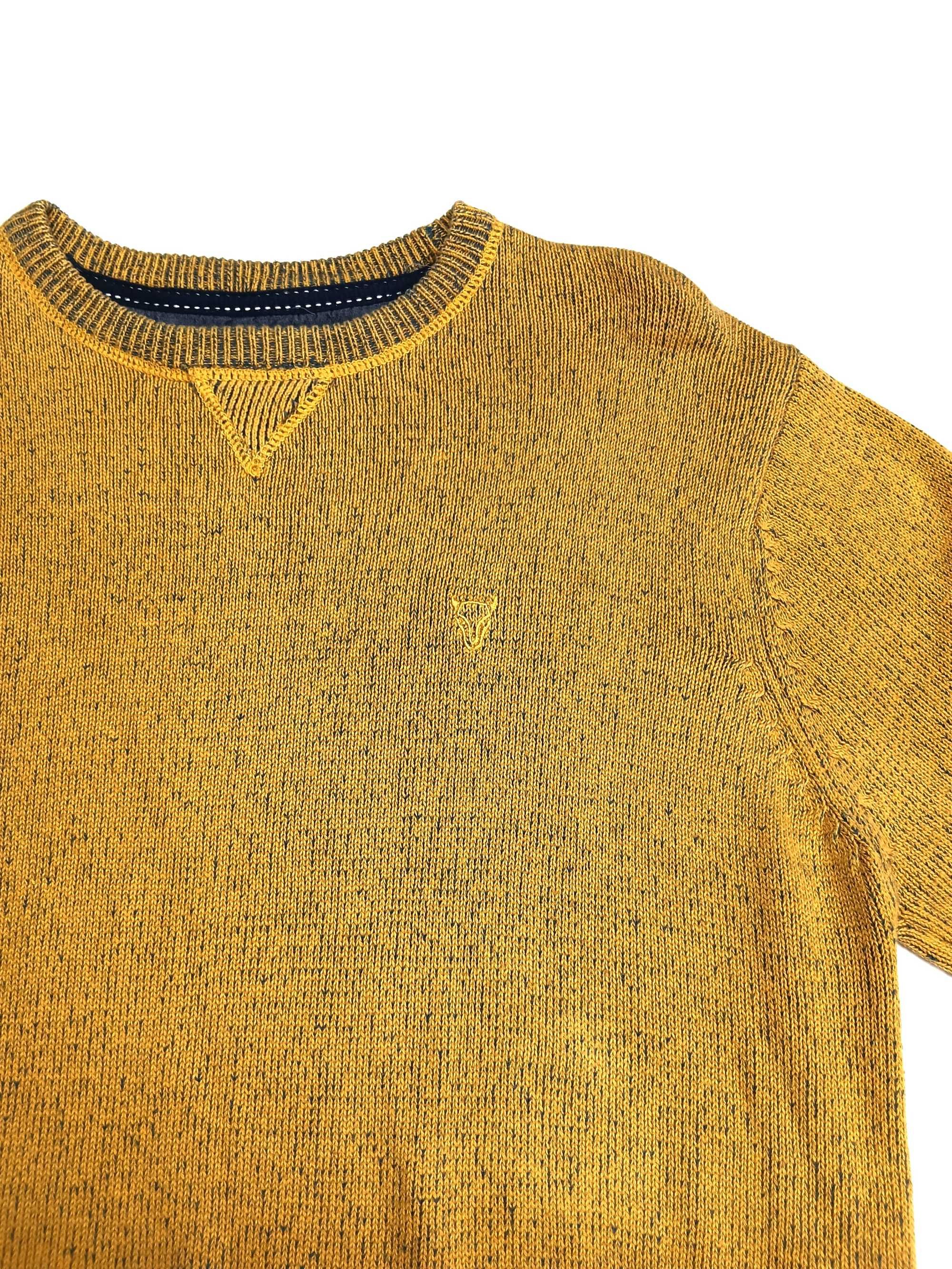 Musztardowy bawełniany sweter męski z długimi rękawami Forestcamp r XL