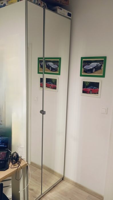 Szafa pax 237x75x60  fronty z lustrem, korpus biały IKEA