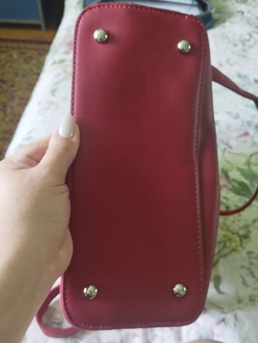 Шкіряний червоний сумка-рюкзак