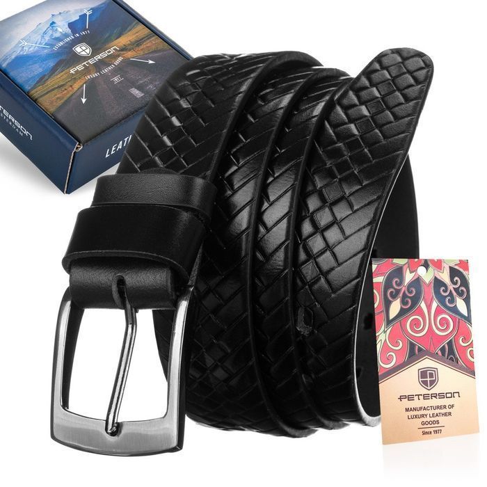 Pasek męski ze wzorem plecionki - Peterson 105