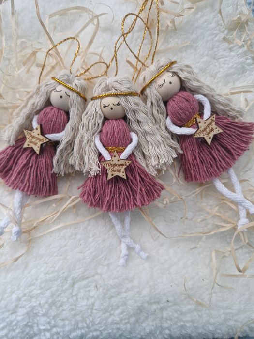 Dziewczynki na choinke ozdoby makrama