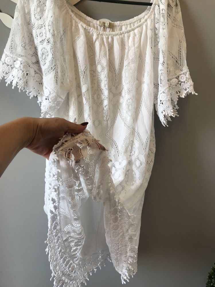 Sukienka biała koronka bawelniana L/XL