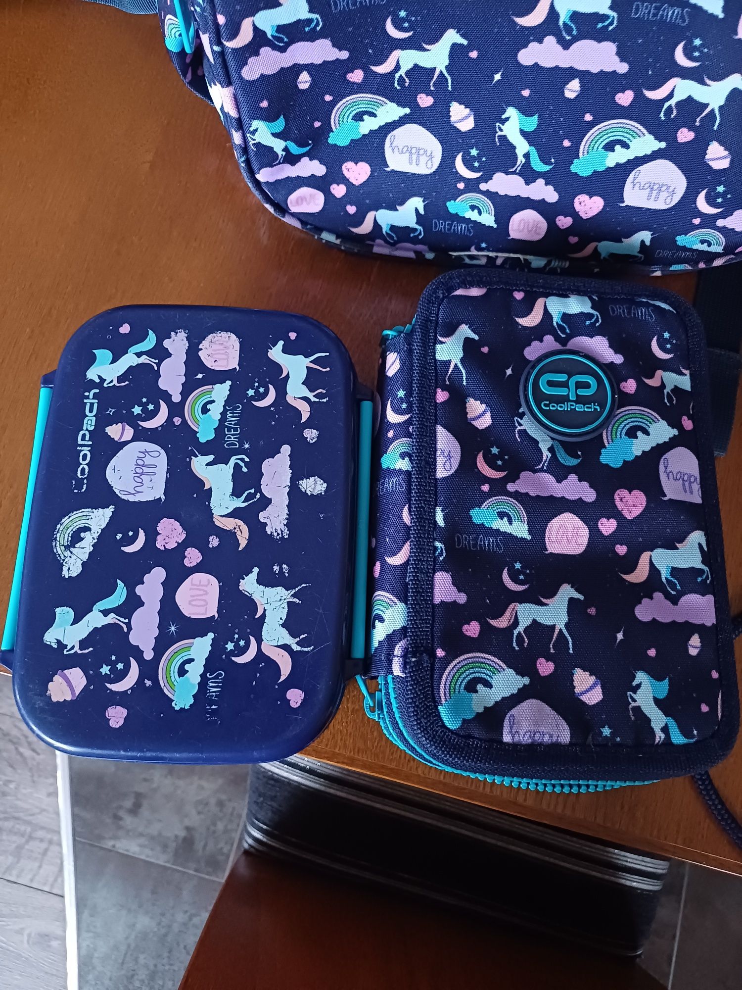 Zeataw Coolpack plecak trzykomorowy, worek, unicorn, jednorożce